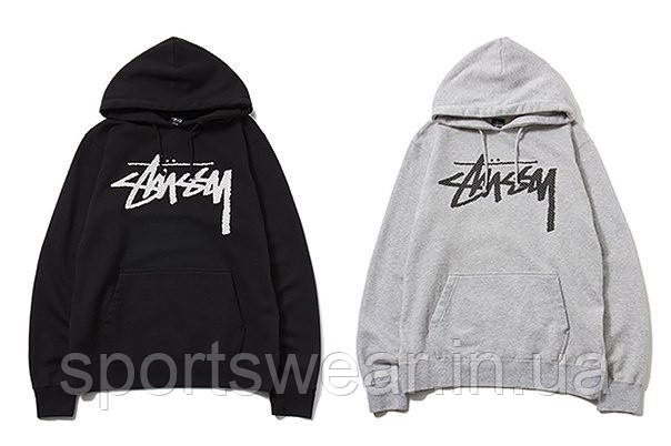 

Кофта Stussy Мужская, женская Кенгуру черное, серое с логотипом Стасси, унисекс, Худи трикотаж, Летнее \Зимнее XXL, 54, Весна/осень, Черный