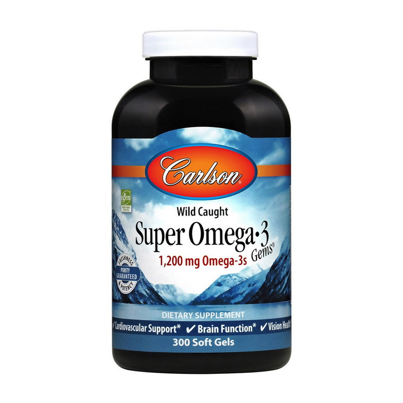 

Омега-3 рыбий жир Carlson Labs Super Omega 3 1200 mg Omega-3s 300 soft gels