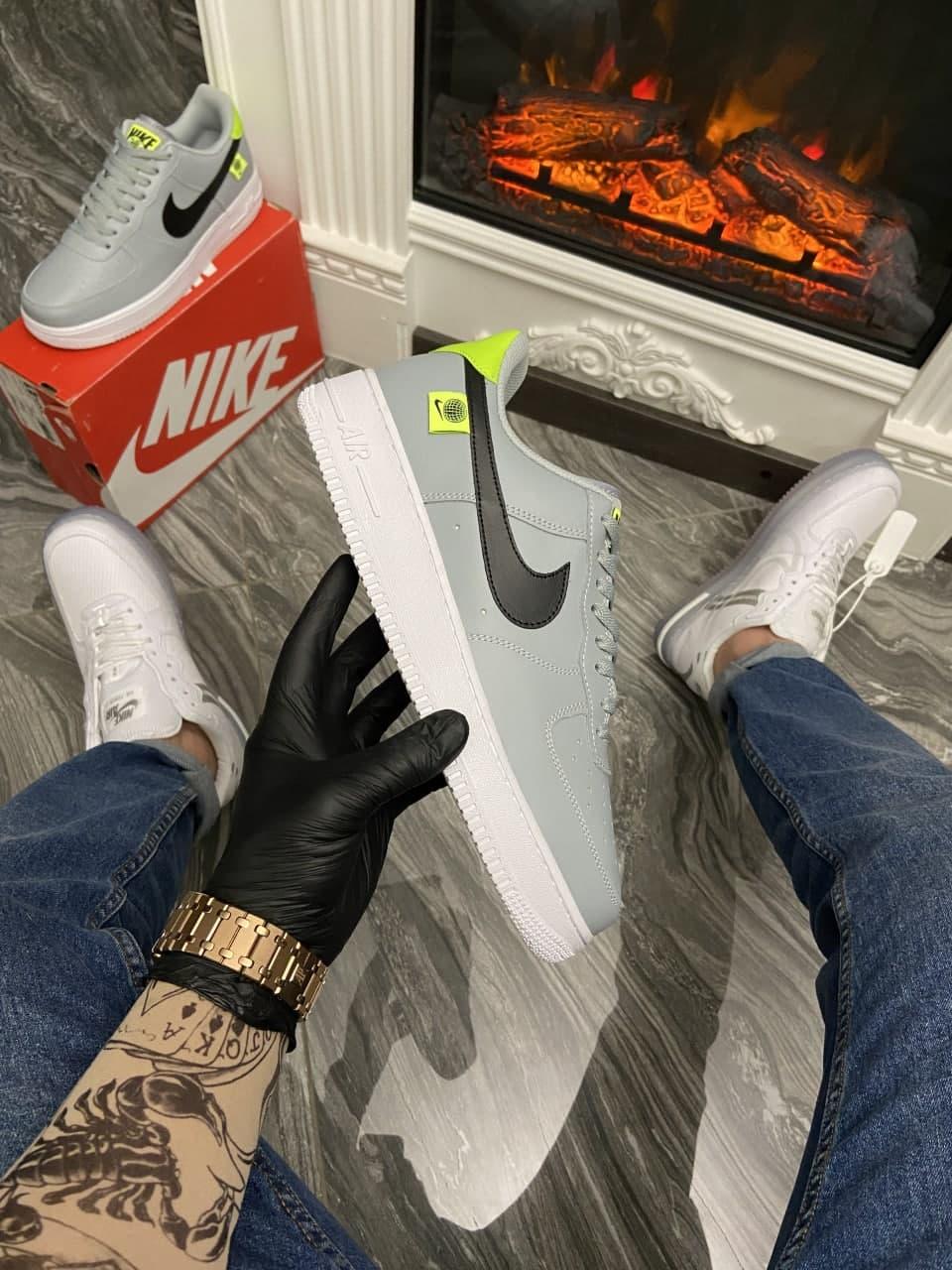 

Мужские кроссовки Nike Air Force 1 Low Grey Green / Найк Аир Форс 1 Low Серые Зеленые 45, Серый