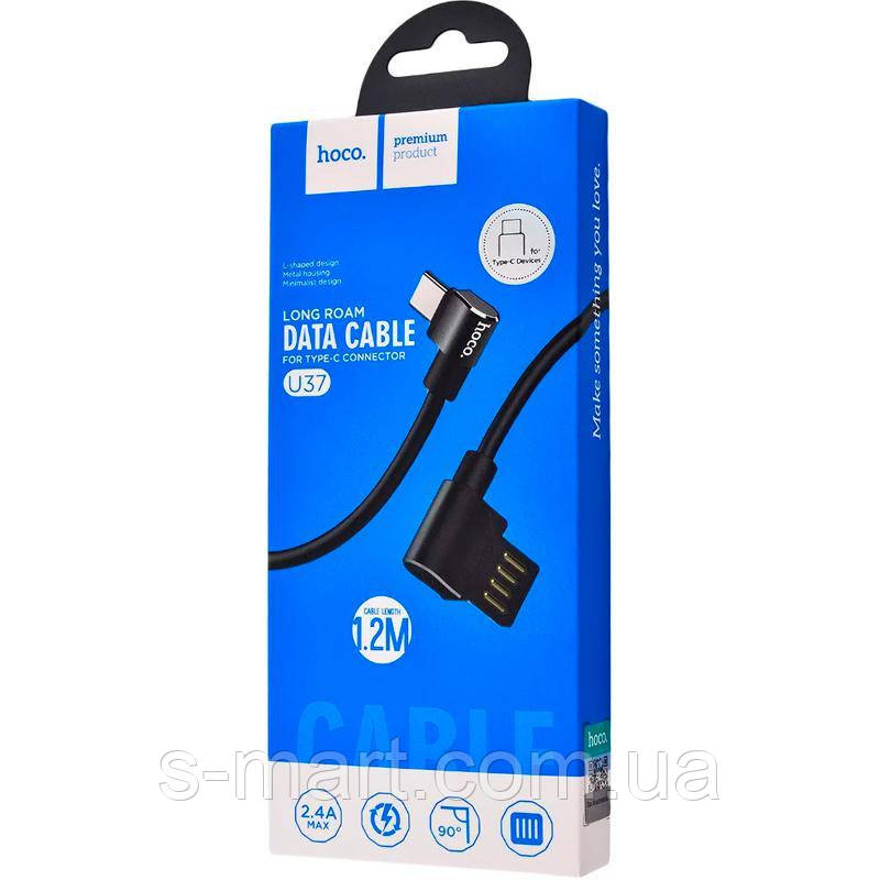 

USB Cable Hoco U37 Long Roam Type-C (L Shape) Black 1.2m, Черный