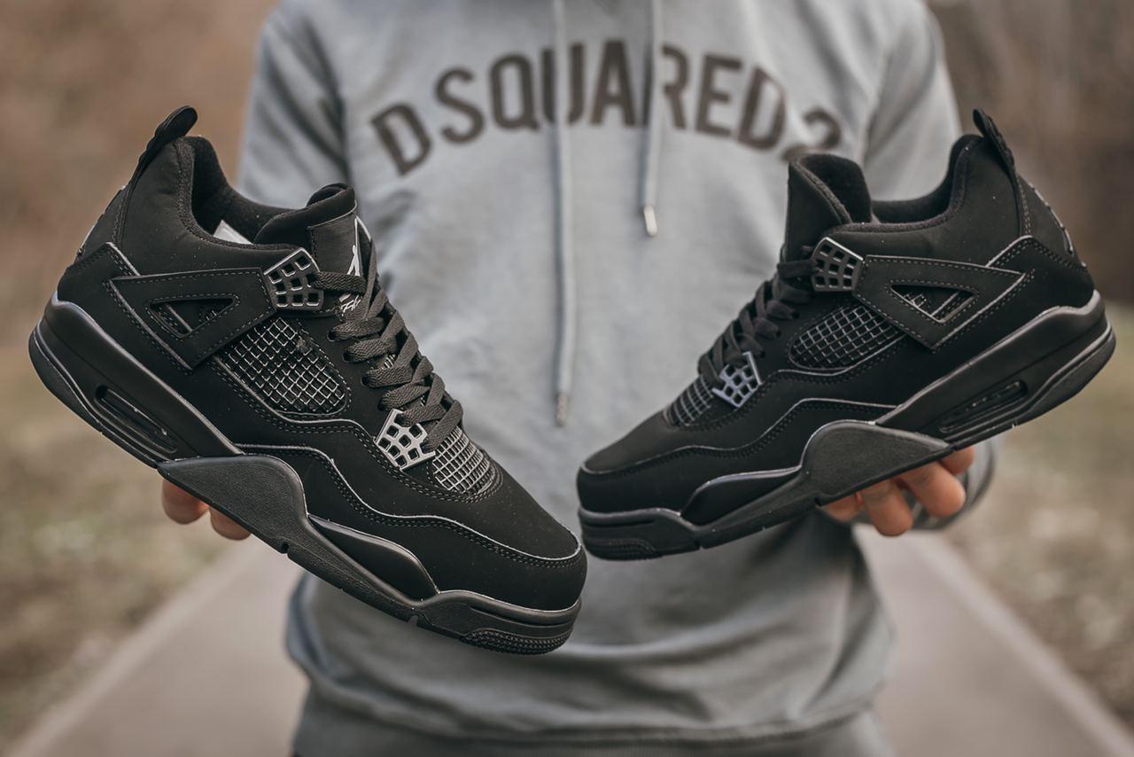 

Мужские кроссовки Nike Air Jordan 4 Retro Black / Найк Аир Джордан 4 Ретро Черные 45, Белый