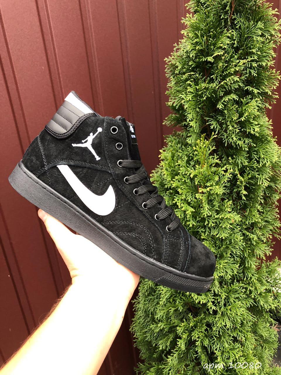 

Мужские зимние кроссовки Nike Air Jordan Black White / Найк Аир Джордан Черные Белые (МЕХ), Черный