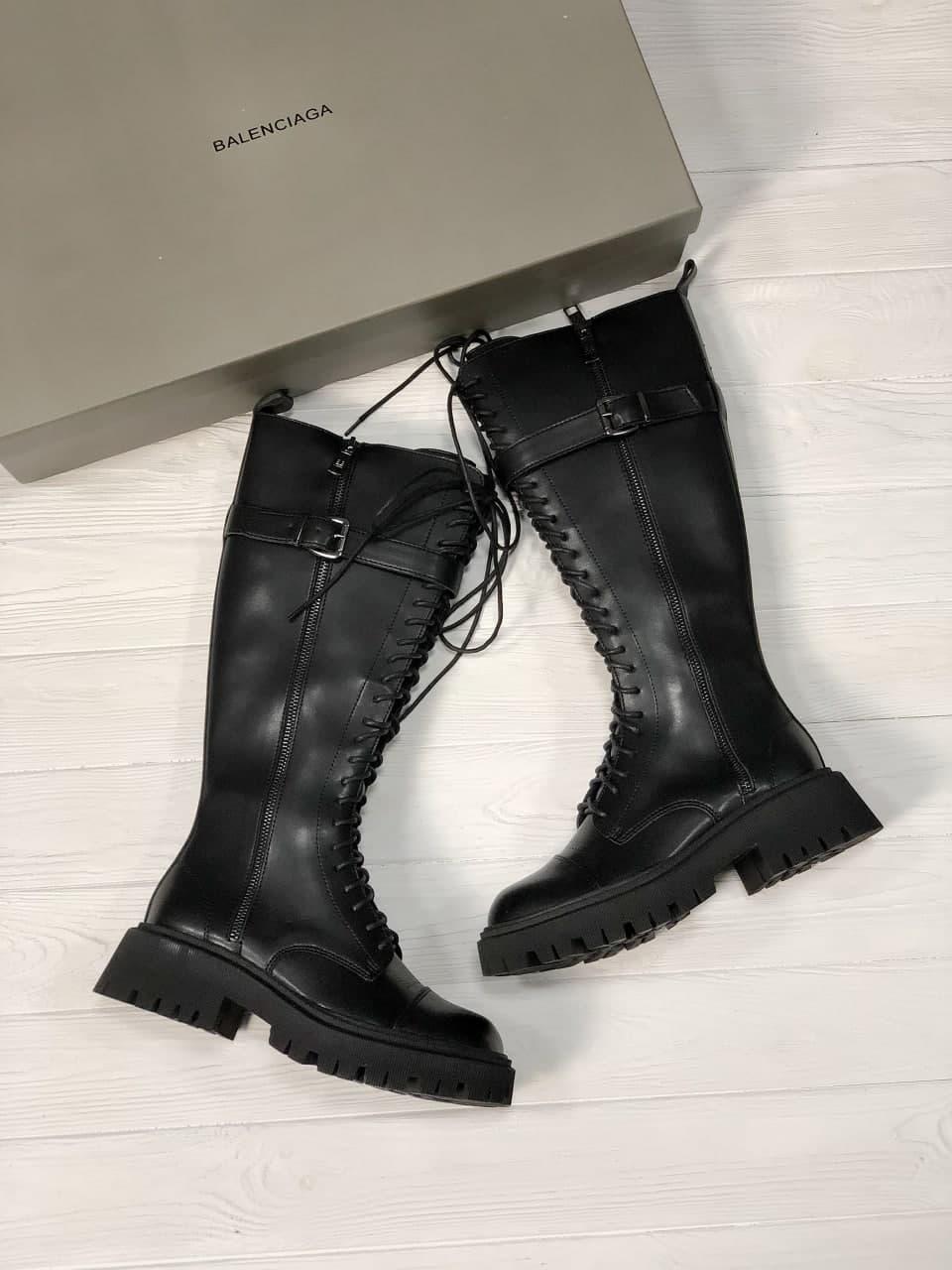 

Женские Ботинки Balenciaga Tractor High Black / Баленсиага Трактор Высокие Демисезонные Черные 38, Черный