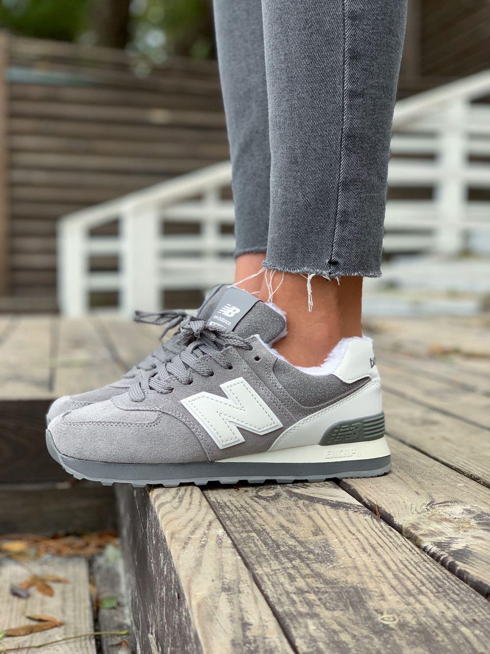 

Женские зимние кроссовки New Balance 574 Grey White / Нью Беланс 574 Серые Белые 39, Серый