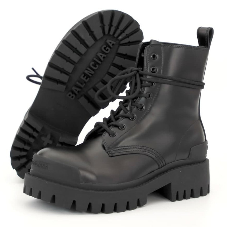 

Женские ботинки Balenciaga Strike Lace-Up Boot, кожа, черный