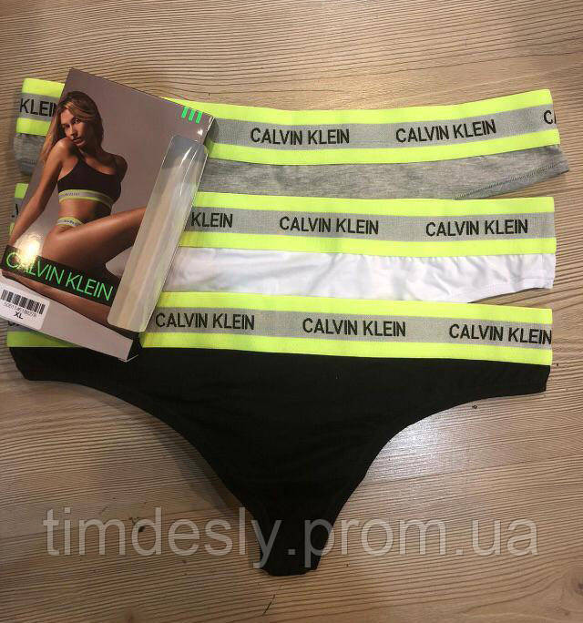 

Женские стринги Calvin Klein neon 3 шт., Разные цвета