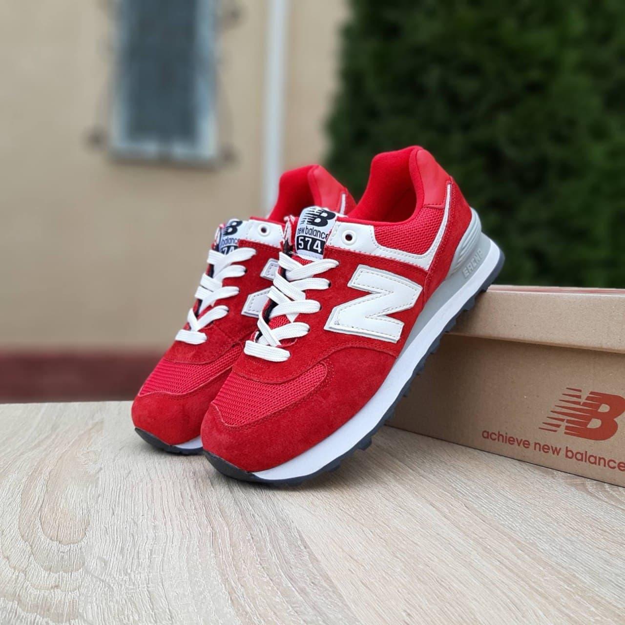 

Женские кроссовки New Balance 574 (SIN) красные белая N, Красный