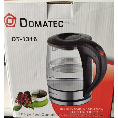 

СТЕКЛЯННЫЙ ЭЛЕКТРИЧЕСКИЙ ЧАЙНИК DOMOTEC DT-1316