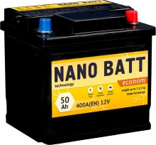 

Аккумулятор NANO BATT Econom - 50 +правый (400 пуск)2020!!!