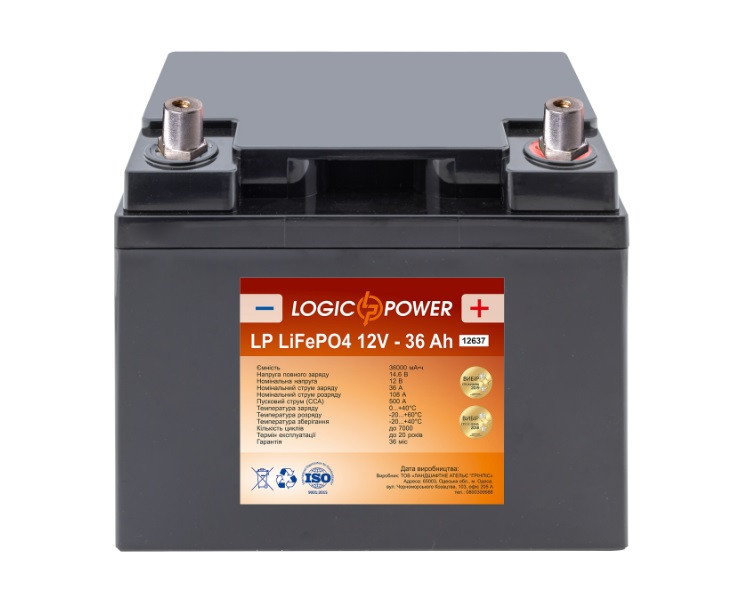 

Литиевый Аккумулятор LogicPower 36 Ah для автомобилей LP LiFePO4 12V - 36 Ah (+ слева, прямая полярность)