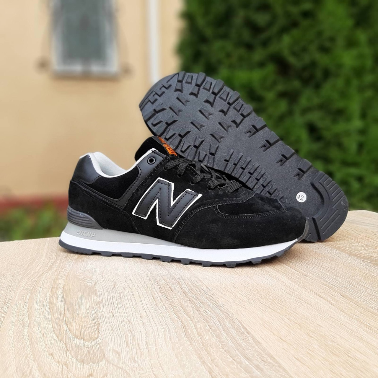 

Кроссовки мужские New Balance 574 черные, Нью Баланс 574, натуральная замша, прошиты. Код OD-10290 44, Черный