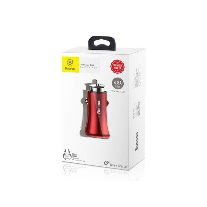 

Автомобильное зарядное устройство Baseus Gentleman 4.8A Dual-USB Car Charger Red (CCALL-GB09) (UQ74170020)