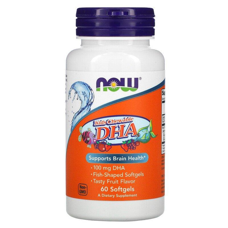 

Now Foods жевательная ДГК для детей, фруктовый вкус, 60 мягких таблеток