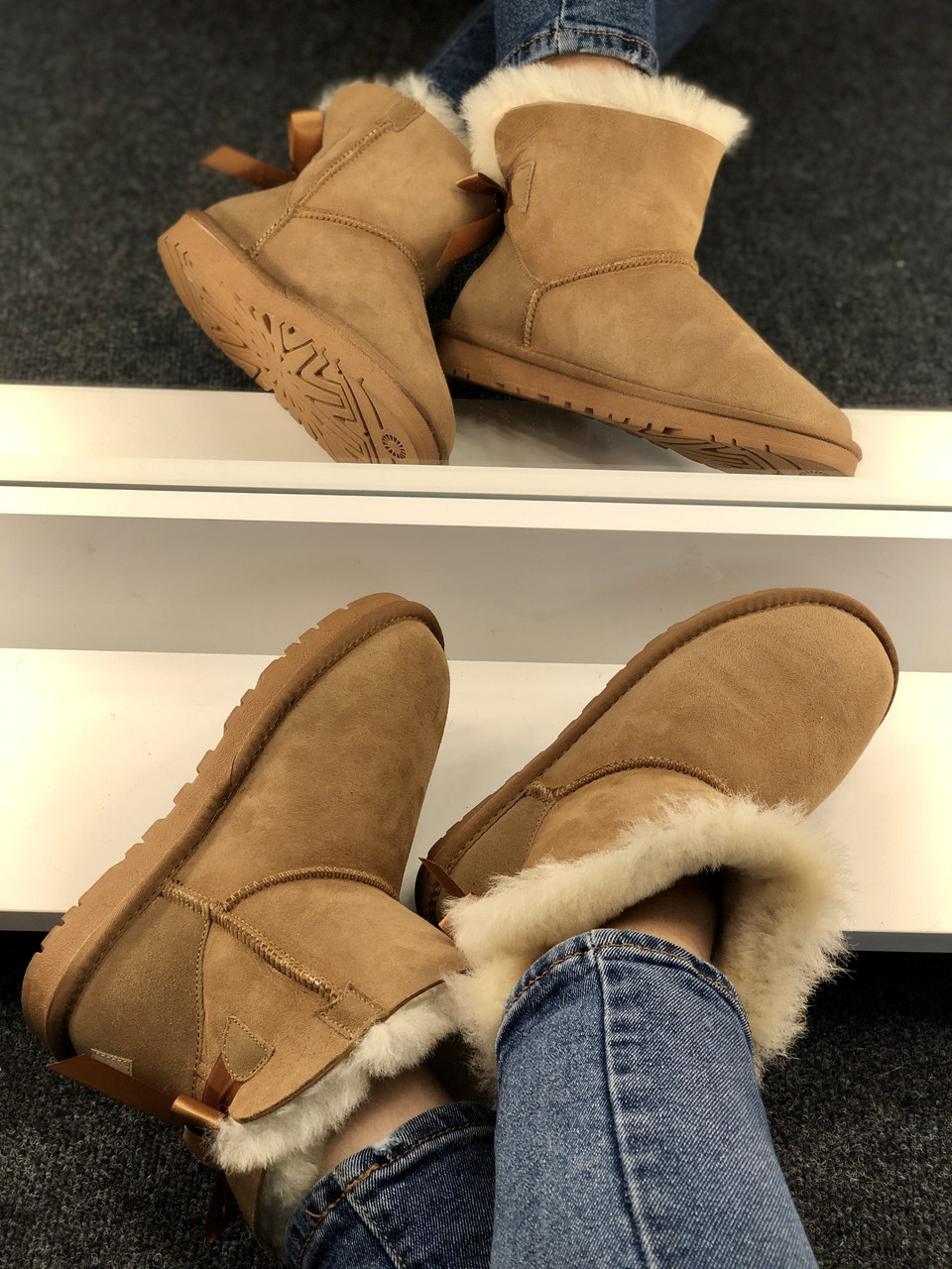 

UGG Mini Bailey Bow II Boot Beige (бежевые), Бежевый