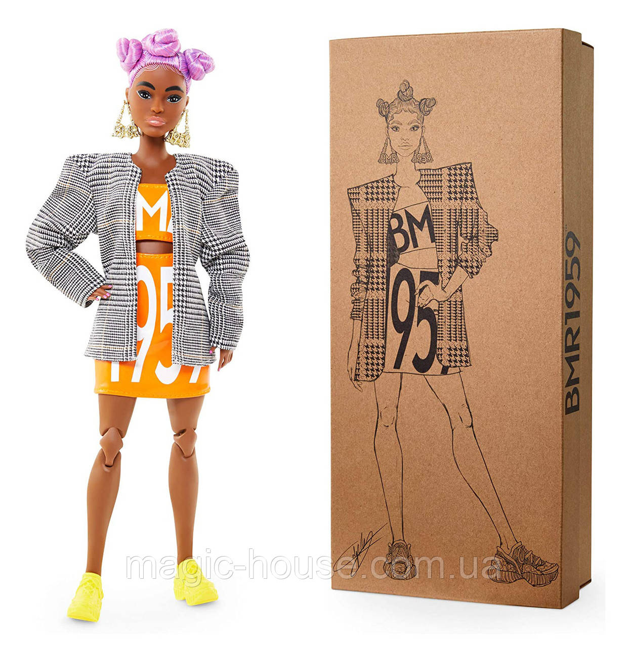 Кукла Барби  афро с лиловыми волоса Barbie BMR1959 Hoodie, Track Pants & Visor Fashion Doll оригинал от Mattel