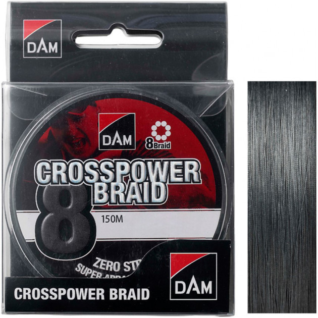 

Шнур рыболовный DAM Crosspower 8-Braid 150 м 0.22 мм 13.5 кг/30 Lb Dark Grey, Темно-серый