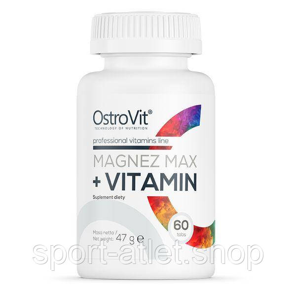 

Витамины и минералы OstroVit Magnez MAX + Vitamin, 60 таблеток