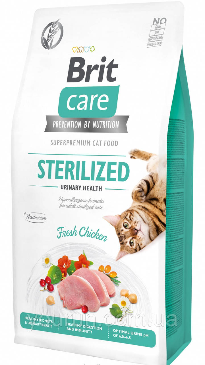 

Brit Care (Брит Кеа) Cat GF Sterilized Urinary Health для взрослых стерилизованных котов со свежей курицей,2кг