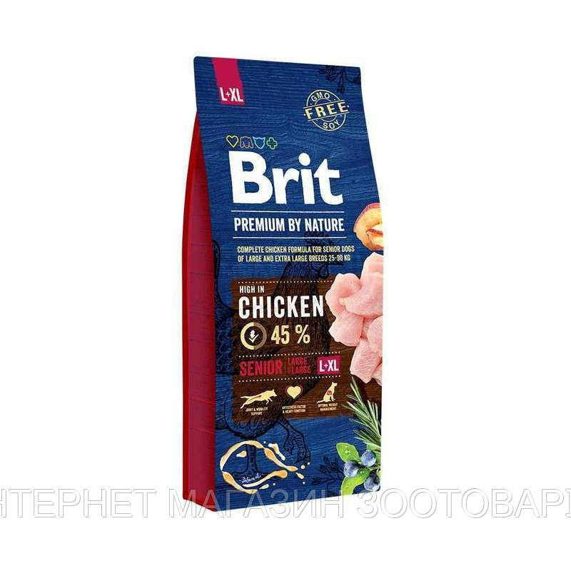 

Brit Premium (Брит Премиум) by Nature SENIOR L+XL - Сухой корм с курицей для стареющих собак крупных и