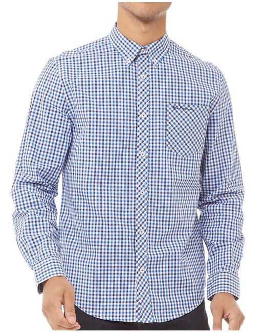 

Рубашка с длинным рукавом в клетку Ben Sherman blue , р. S, оригинал, BSher-shirt-002-s, Бело-синий