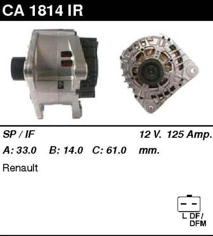 

Генератор восстановленный Nissan Primera, Renault Megane, Renault Scenic, Renault Grand CA1814IR ...