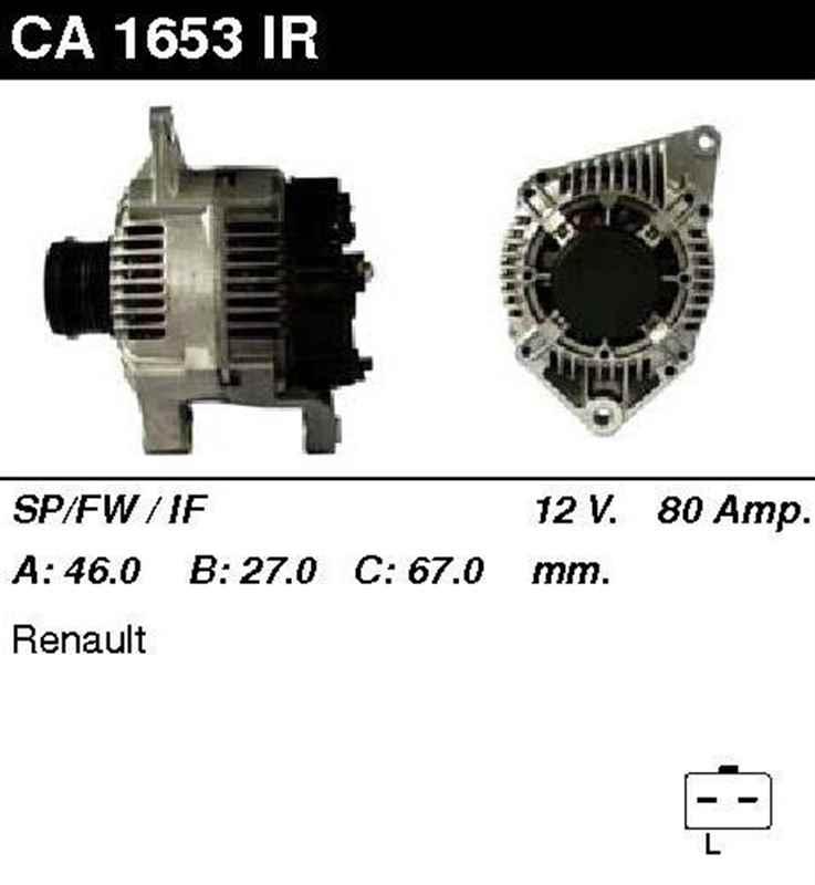 

Генератор восстановленный Renault Megane CA1653IR R