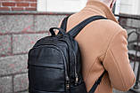 Рюкзак шкіряний чоловічий міський Barel чорний з відділенням для ноутбука, фото 3