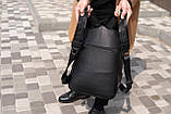 Рюкзак шкіряний чоловічий міський Barel чорний з відділенням для ноутбука, фото 5