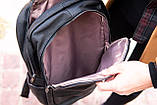 Рюкзак шкіряний чоловічий міський Barel чорний з відділенням для ноутбука, фото 10