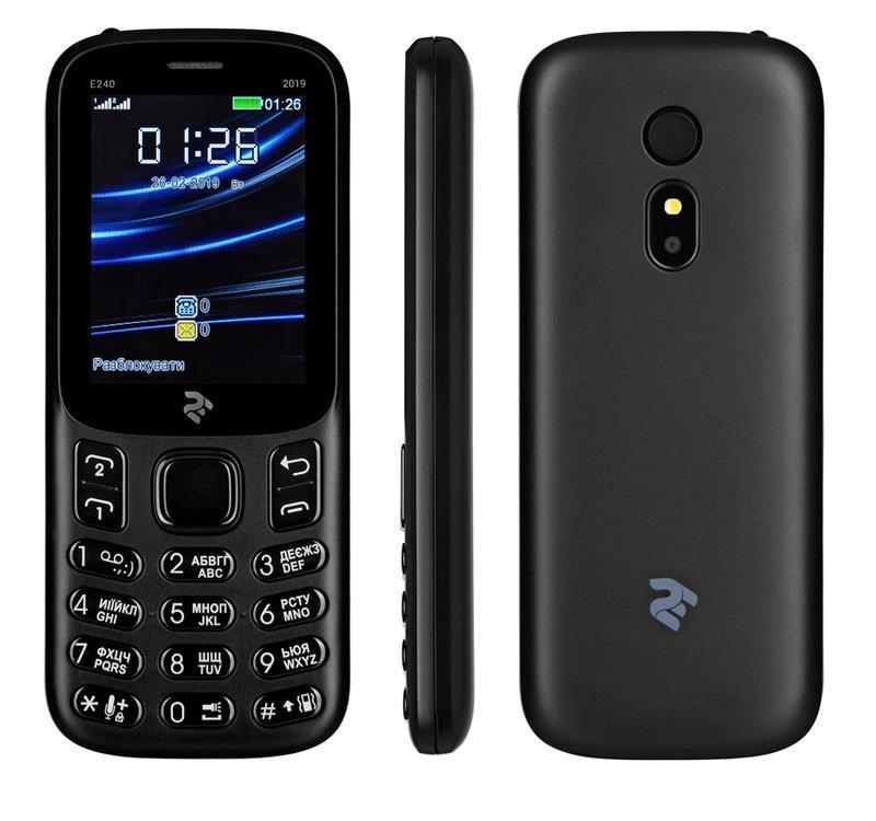 

Мобильный телефон 2E E240 2019 Dual Sim Black (680576169990), 2.4 (320х240) TN / кнопочный моноблок / ОЗУ 32