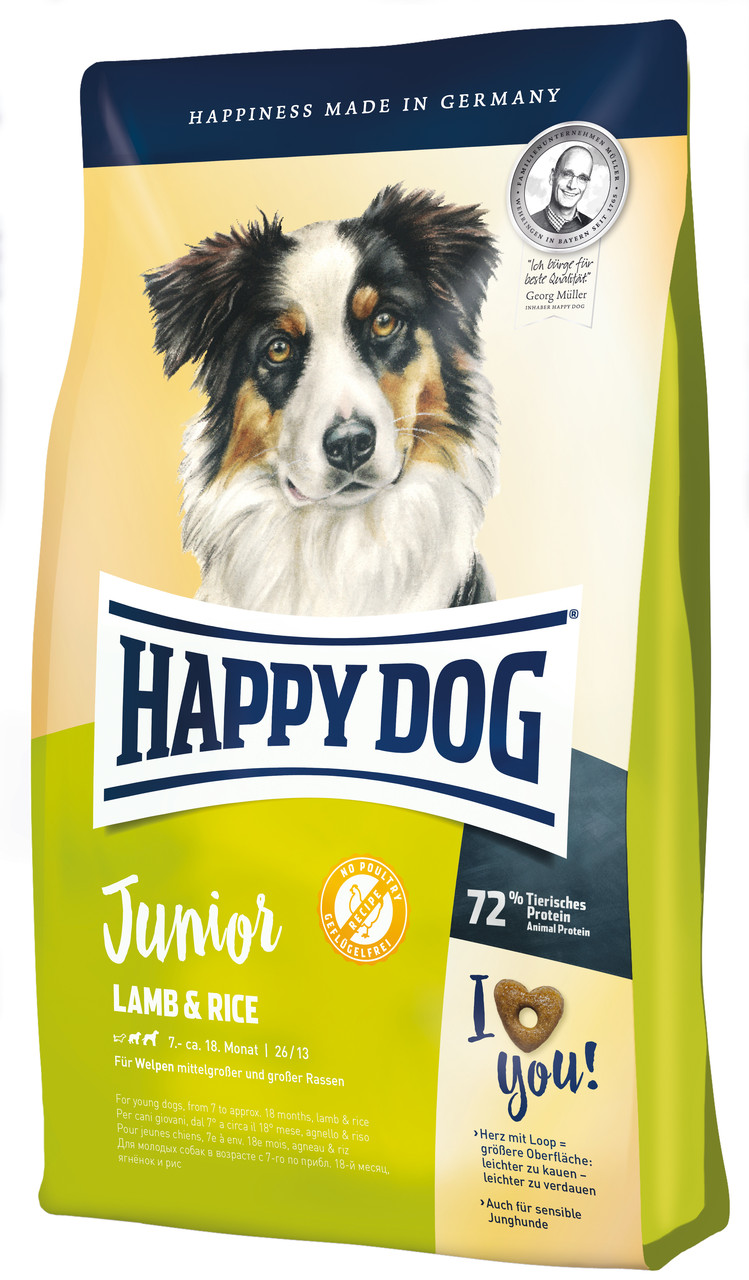 

Сухий безглютеновий корм Happy Dog Junior Lamb & Rice для юніорів 7 - 18 міс. середніх та великих порід, 4