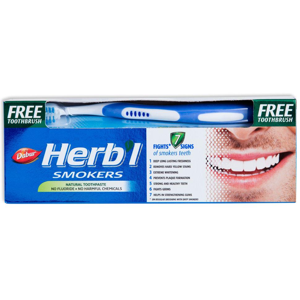Зубная паста для курильщиков отбеливающая / Smokers Herbal (+щетка) - Дабур - 150 гр.