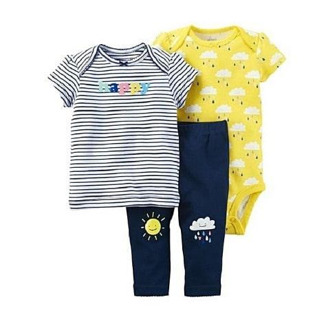 

Комплект 3 в 1 Carters Детский Трикотажный Happy 72-78 см Синий-Желтый 126H216