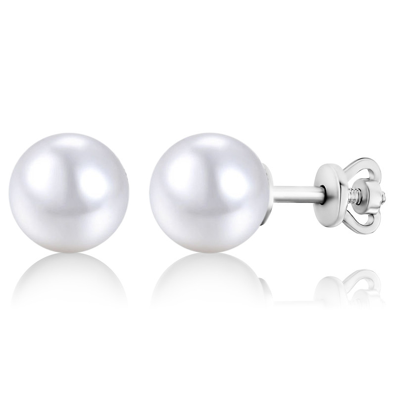 Срібні сережки пусети гвоздики з білим перлами