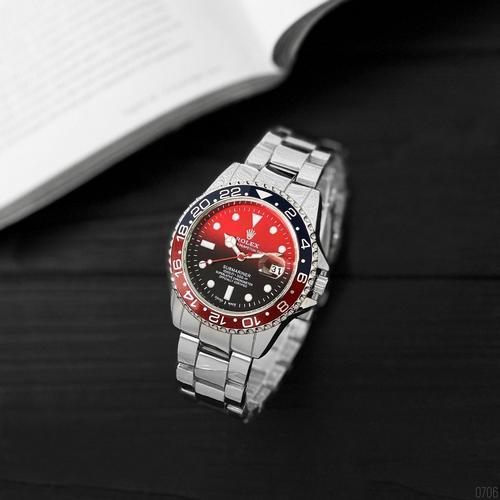 Мужские часы Rolex Submariner 6478 Silver-Black-Red-Black