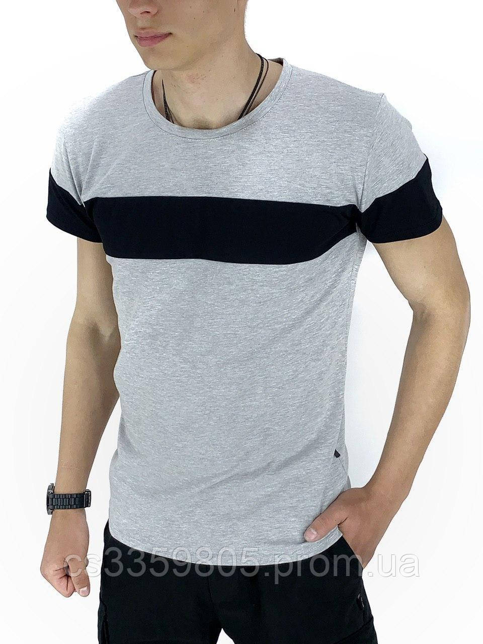 

Футболка Мужская Color Stripe серый - черный SKL59-259612