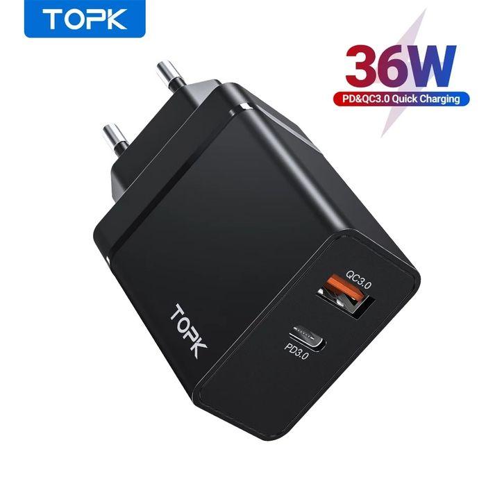 

Сетевое зарядное устройство TOPK B204P 36W QC3/PD3