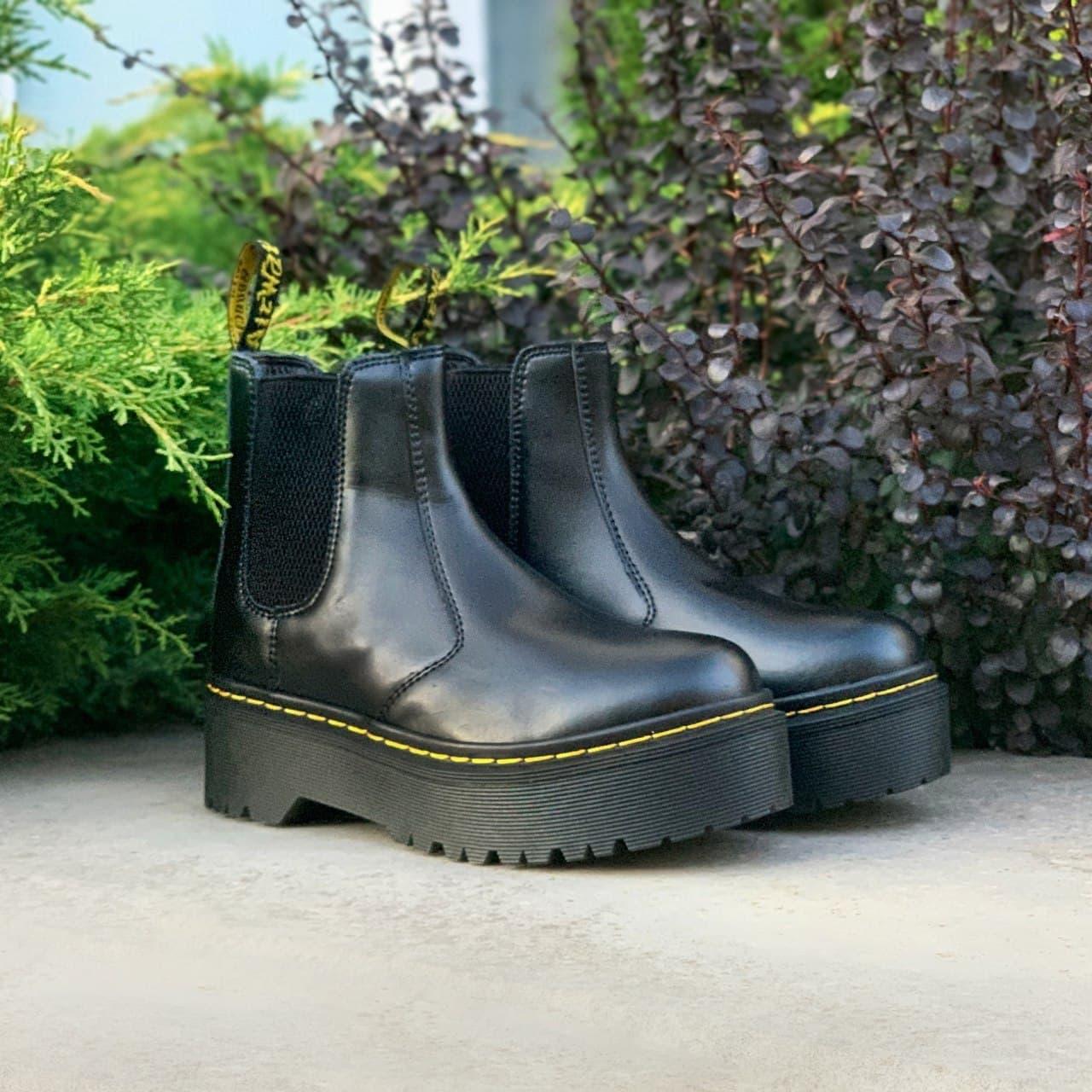 

Женские ботинки высокая подошва Dr. Martens Chelsea Bex Боты для девушек Др Мартинс Челси без меха, Черный