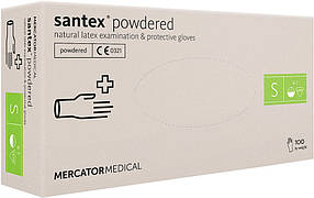 Рукавички Santex латексні опудренниє S 100 штук Білі (Santexбелые)