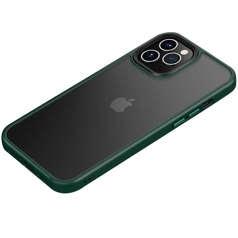 

TPU+PC чехол Metal Buttons для Apple iPhone 12 Pro / 12 (6.1") Темно-зеленый