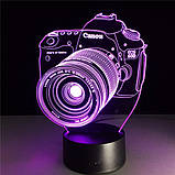 Светильник 3D "Фотоаппарат", Оригинальный подарок мужчине, Подарок парню на день рождения, Подарок мужу, фото 3