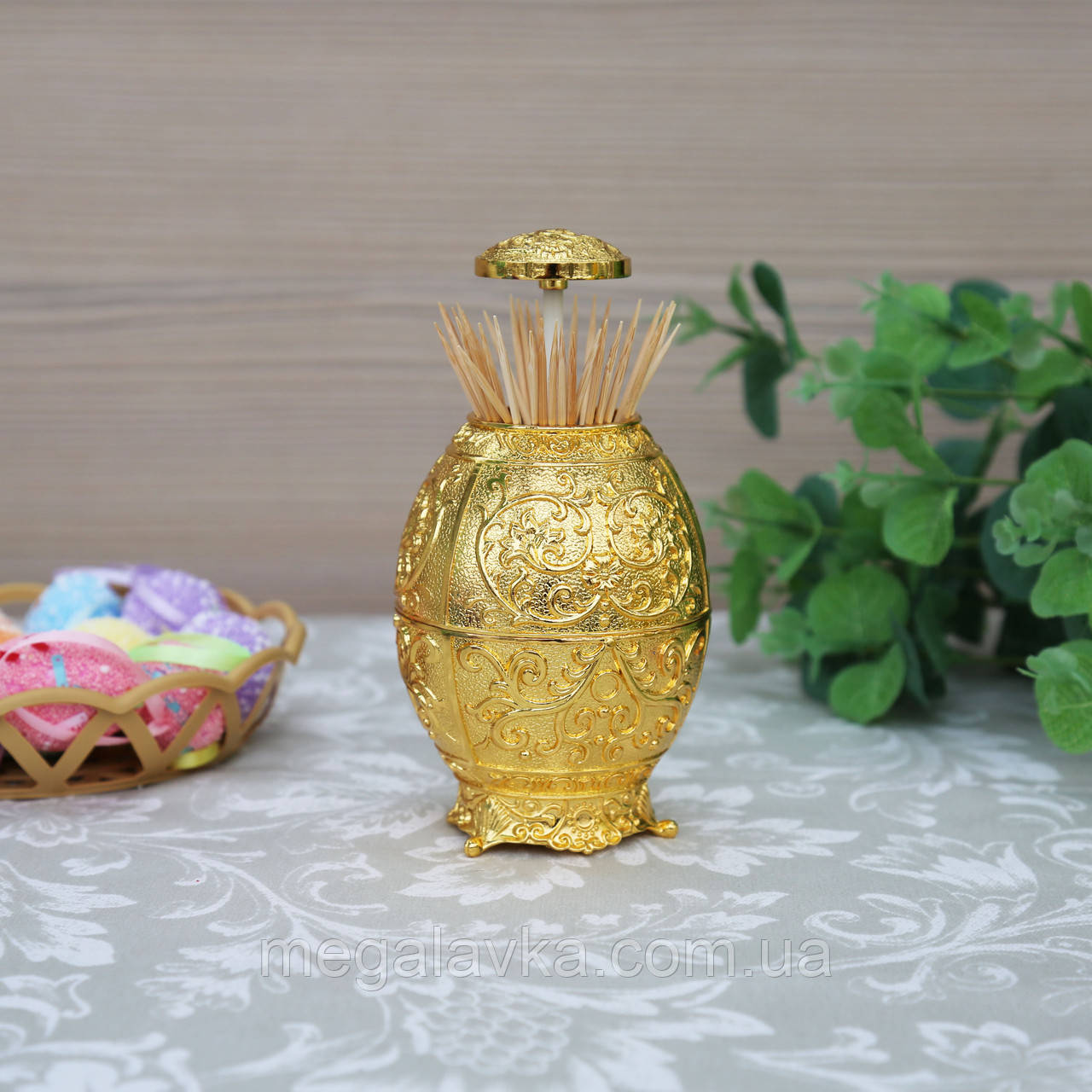

Резервуар подставка для зубочисток "Яйцо Фаберже" Gold Sakura SK-9001, Золотистый