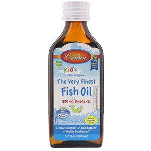 

Рыбий жир для детей (вкус лимона), Fish Oil, Carlson Labs, норвежский, 200 мл