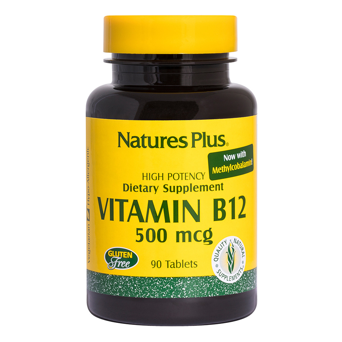 

Витамин B-12, Метилкобаламин, Nature's Plus, 500 мкг, 90 Таблеток