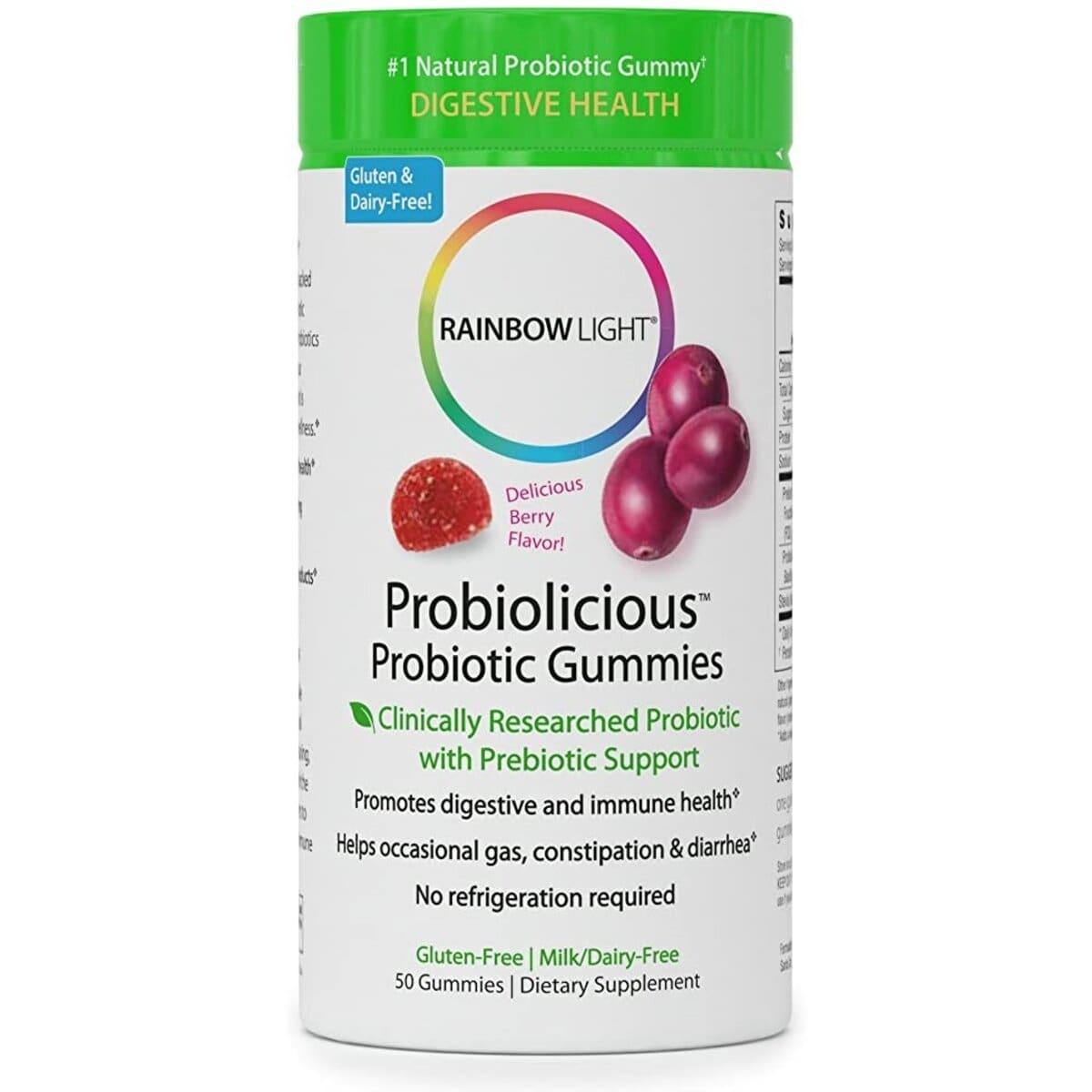 

Пробиотики, вкус ягод, Probiolicious Probiotic Gummies, Rainbow Light, 50 жевательных конфет