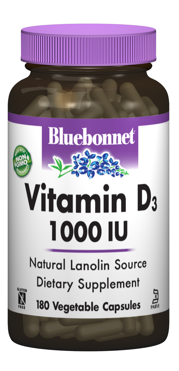 

Витамин D3 1000 IU, Bluebonnet Nutrition, 180 гелевых капсул