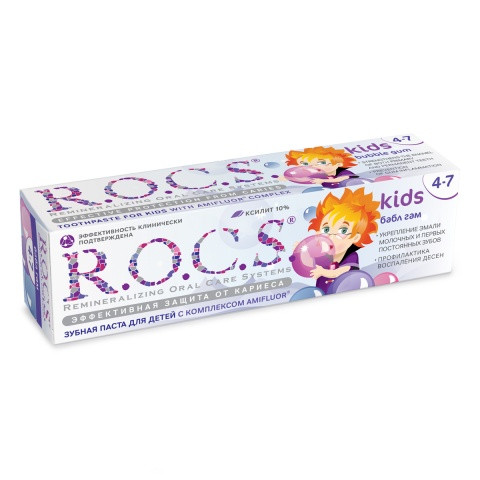 

Зубная паста R.O.C.S. Kids Бабл Гам, 45 гр (арт.03-01-021)