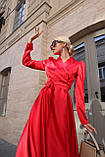 Женское шелковое пышное платье с юбкой-солнце и рукавом фонарик завязывается на запах, фото 6