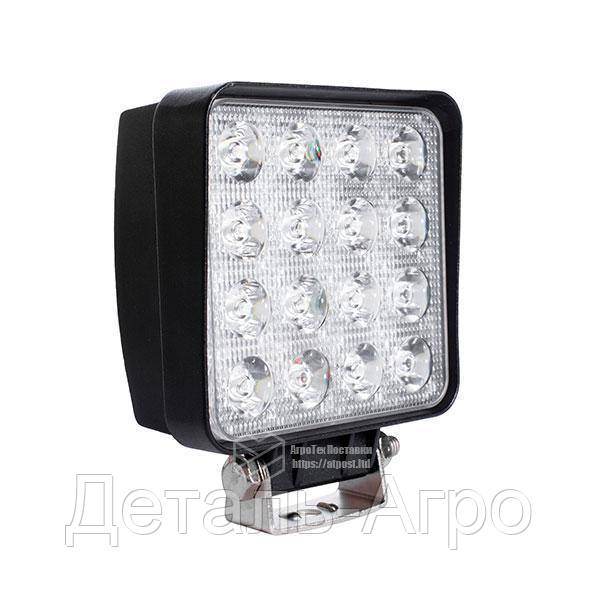 

LED (Лед) фара квадратная 48W, (16 диодов х 3 ват = 48 Ват), широкий луч 10/30V 6000K, Черный