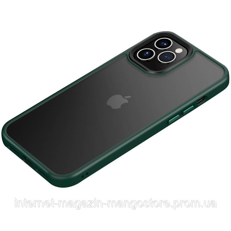 

TPU+PC чехол Metal Buttons для Apple iPhone 12 Pro Max (6.7"), Темно-зеленый